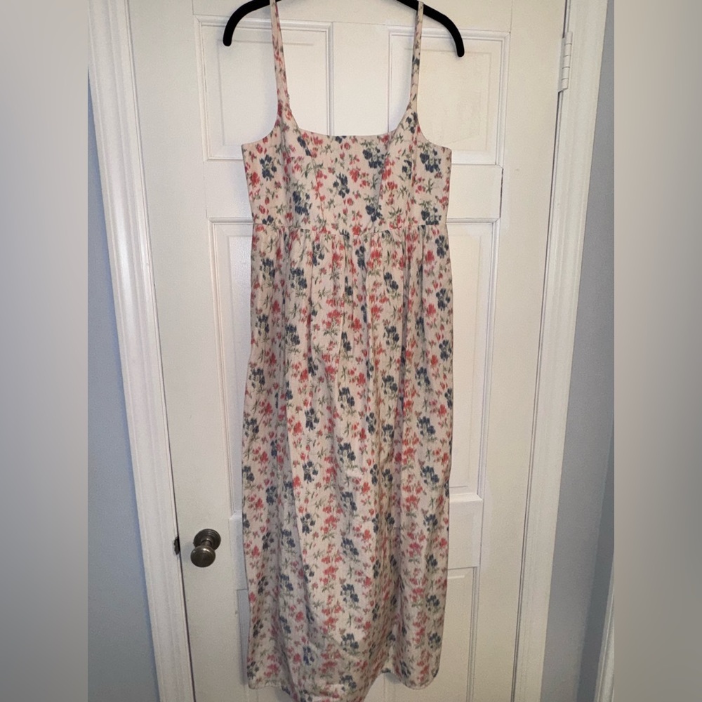 Floral Midi Dress with Spaghetti Straps